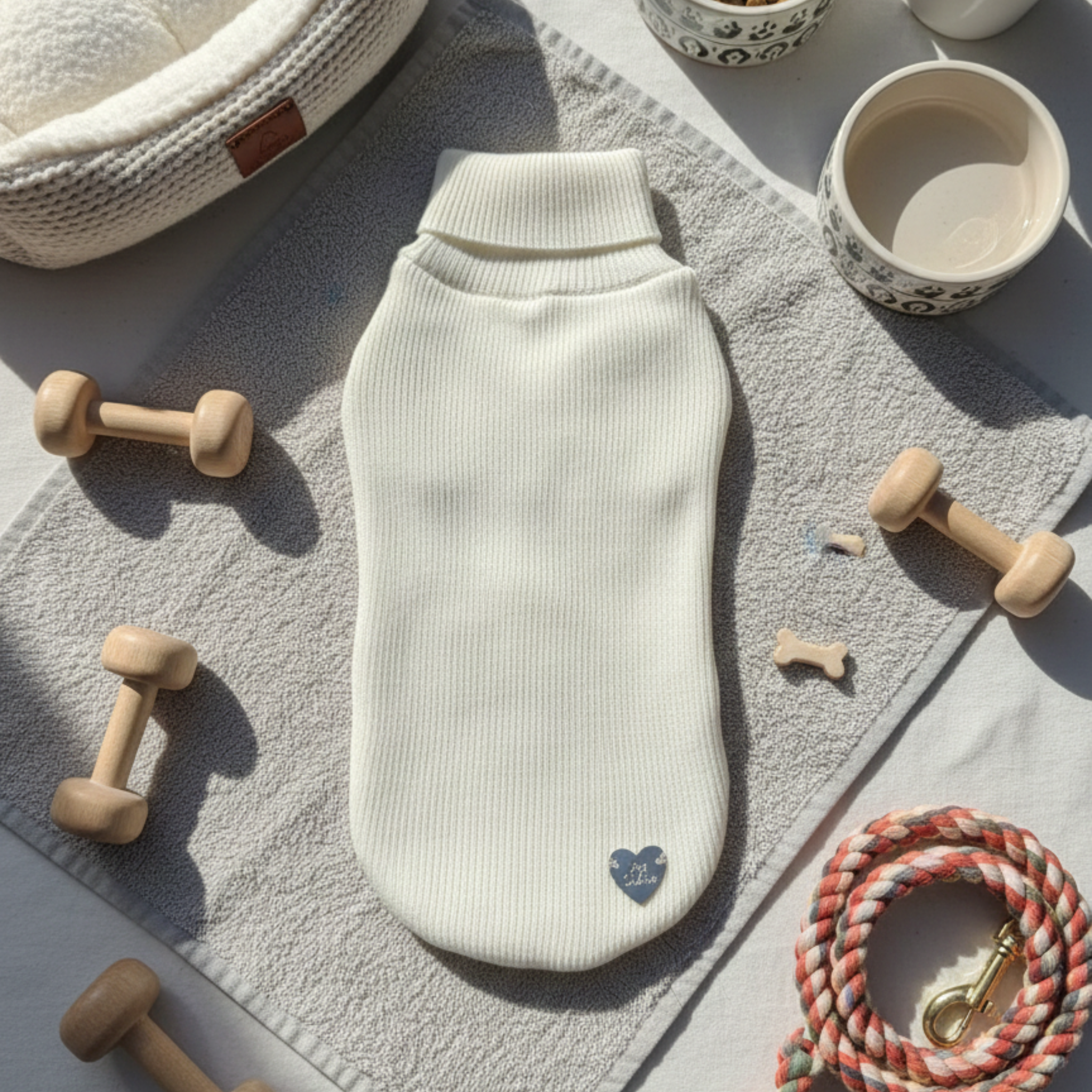 Maglione Bianco Lana Merino per Cani